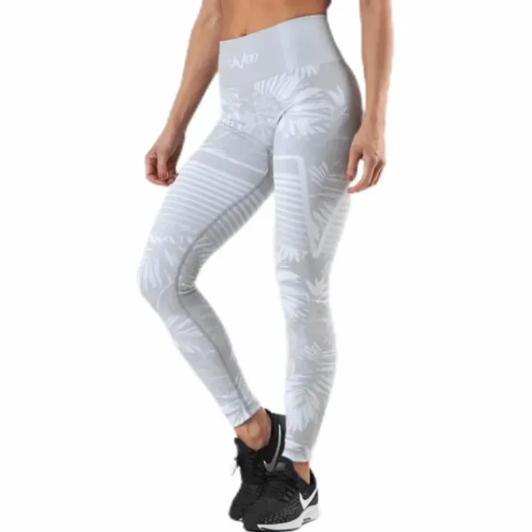 Seamless Floral Leggings Grey