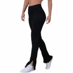 Seamless Rib Slit Pants Black