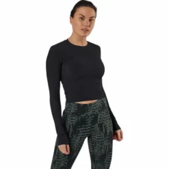 Shiny Rib Long Sleeve Black