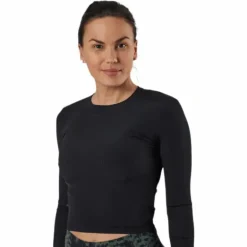 Shiny Rib Long Sleeve Black