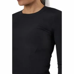Shiny Rib Long Sleeve Black