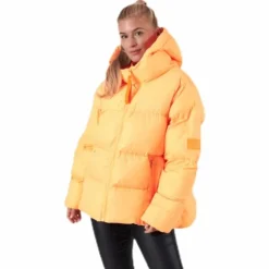 Short Padded Hood Jacket Orange