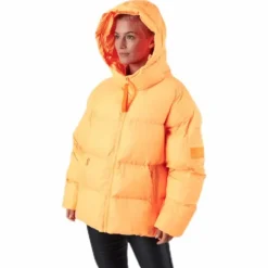 Short Padded Hood Jacket Orange