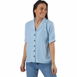 Sky S/S Shirt Solid Wvn Blue