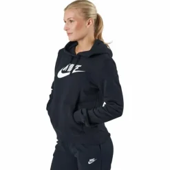 Sportswear Club Fleece Women's Logo Pullover Hoodie BLACK/WHITE