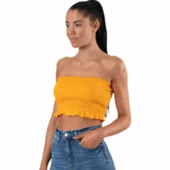 Sunny Bandeau Smock Top Yellow