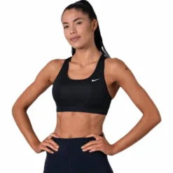 Swoosh Women's Medium-Support Non-Padded Sports Bra BLACK/WHITE/WHITE