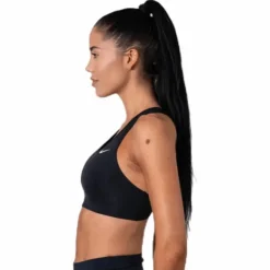 Swoosh Women's Medium-Support Non-Padded Sports Bra BLACK/WHITE/WHITE