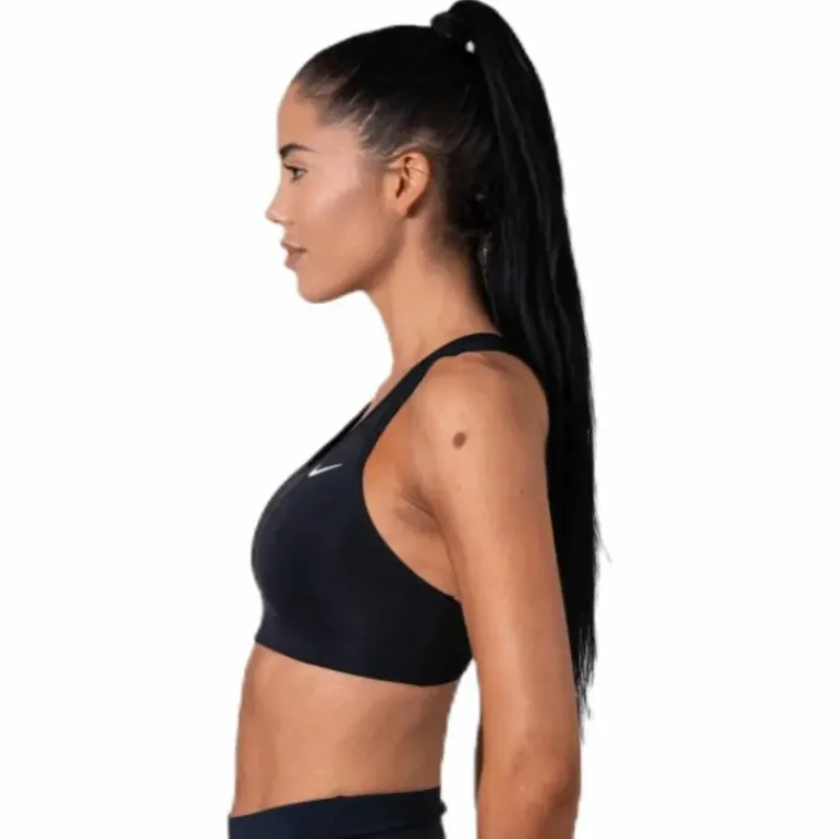 Swoosh Women's Medium-Support Non-Padded Sports Bra BLACK/WHITE/WHITE