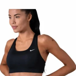 Swoosh Women's Medium-Support Non-Padded Sports Bra BLACK/WHITE/WHITE
