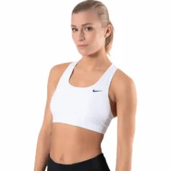 Swoosh Women's Medium-Support Non-Padded Sports Bra WHITE/BLACK