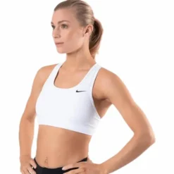 Swoosh Women's Medium-Support Non-Padded Sports Bra WHITE/BLACK