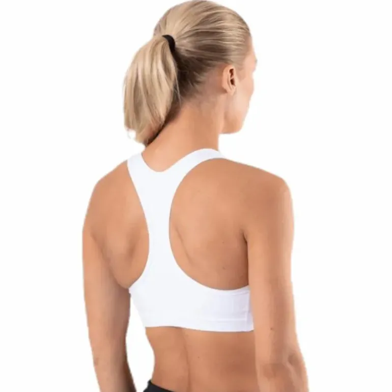 Swoosh Women's Medium-Support Non-Padded Sports Bra WHITE/BLACK