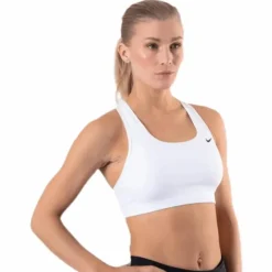 Swoosh Women's Medium-Support Non-Padded Sports Bra WHITE/BLACK