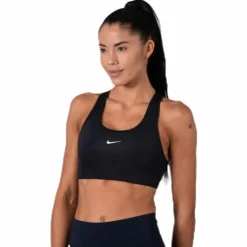 Swoosh Women's Medium-Support 1-Piece Pad Sports Bra BLACK/WHITE