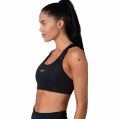 Swoosh Women's Medium-Support 1-Piece Pad Sports Bra BLACK/WHITE