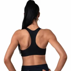 Swoosh Women's Medium-Support 1-Piece Pad Sports Bra BLACK/WHITE