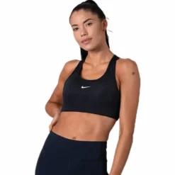 Swoosh Women's Medium-Support 1-Piece Pad Sports Bra BLACK/WHITE