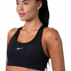 Swoosh Women's Medium-Support 1-Piece Pad Sports Bra BLACK/WHITE