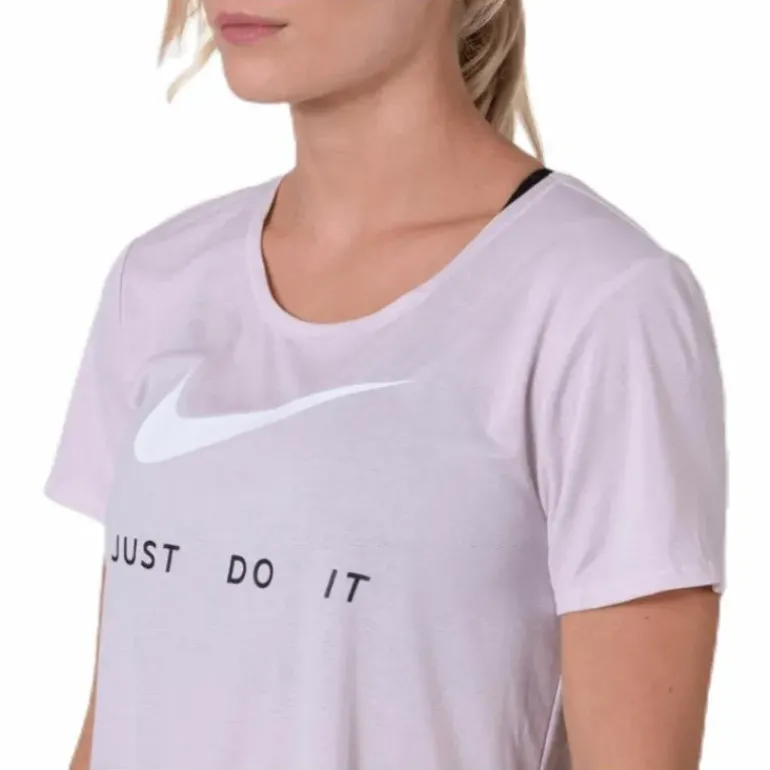 Top SS Swoosh Run Pink/White