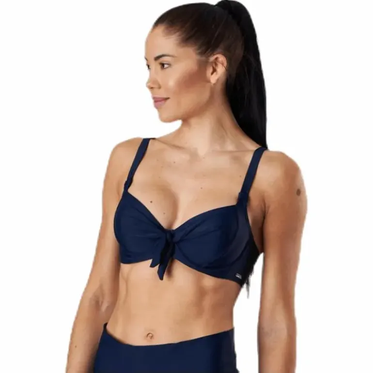 Twisted Solid Unique Wire Bra Blue