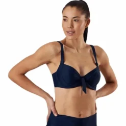 Twisted Solid Unique Wire Bra Blue