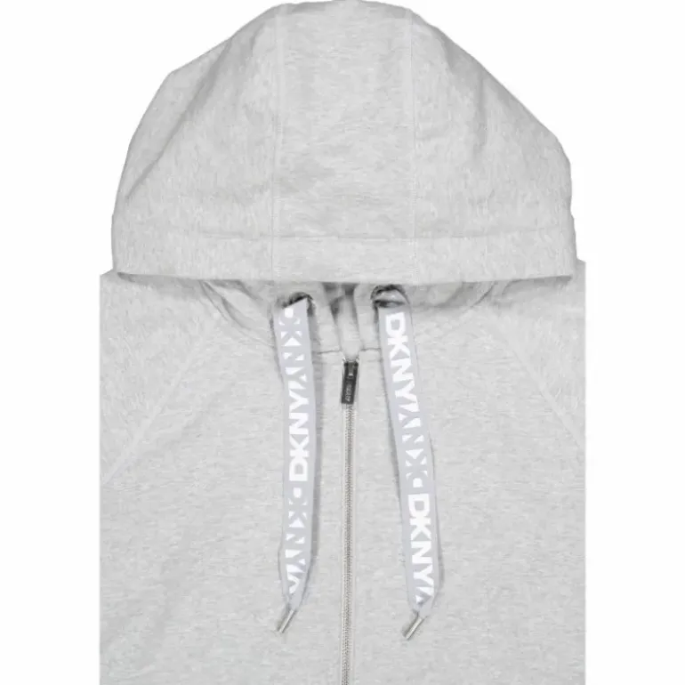Two Tone Logo Drawcord Zip Hoo Pearl Grey Heather