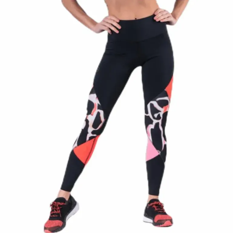 UA Rush Print Color Block Leggings Black