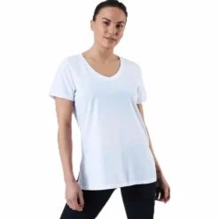 URBAN V Neck Hi Low Tee White