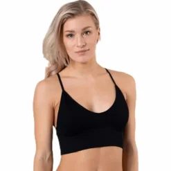 Vicky Rib Seamless V-Neck Top Black