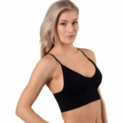 Vicky Rib Seamless V-Neck Top Black