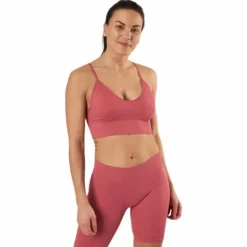 Vicky Rib Seamless V-neck Top Pink