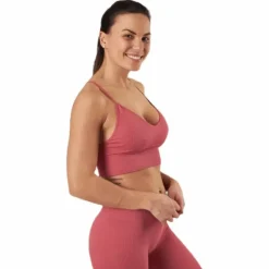 Vicky Rib Seamless V-neck Top Pink