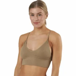 Vicky Rib Seamless V-neck Top Beige