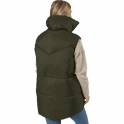 W. Generous Hip Length Vest Dark Army