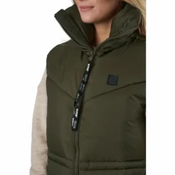 W. Generous Hip Length Vest Dark Army