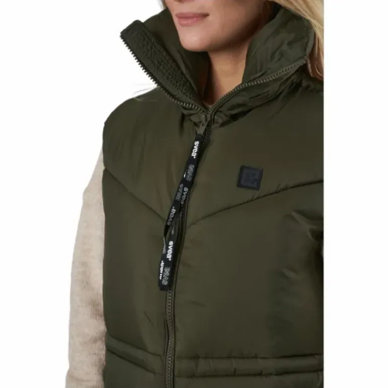 W. Generous Hip Length Vest Dark Army