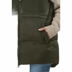 W. Generous Hip Length Vest Dark Army