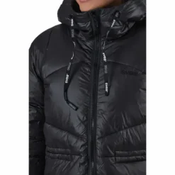 W. Mid Length Shiny Jacket Black