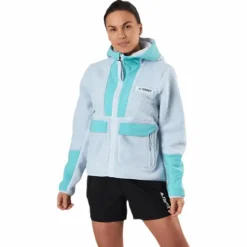 W Terrex Sherpa Fullzip Fleece Acid Mint / Halo Blue