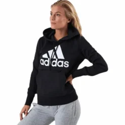 Womens Badge Of Sport Overhead Fleece Hoodie Black